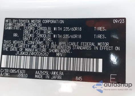 2024 Lexus Nx 350H Premium z USA, uszkodzony, nr VIN JTJGKCEZ4R2026262